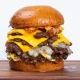 Triple-Triple Blue Cheese & Bacon Smash burger