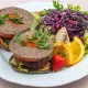 Vegan burgers in homemade buns