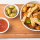 Fries, celery and olives